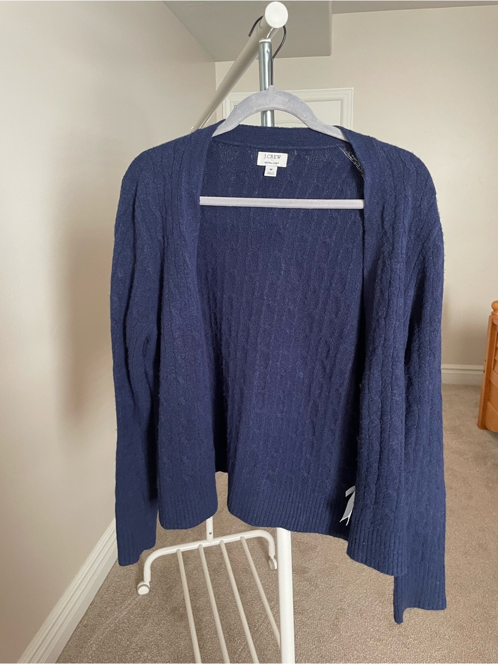 J. Crew Navy Cable Open-Front Cardigan